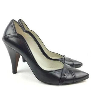 Pied A Terre Heels Sz 37 7 Black Leather Pointy